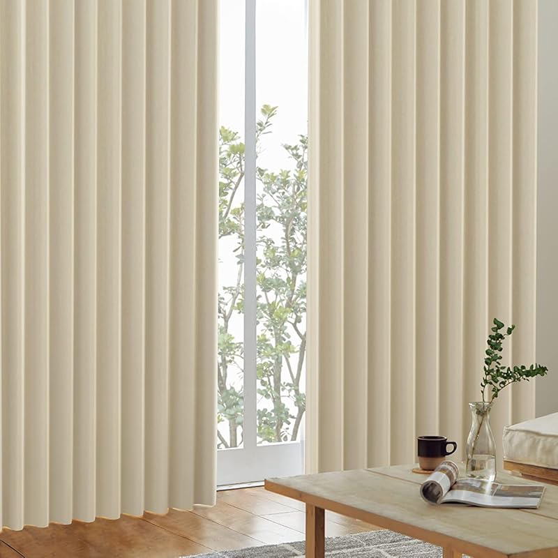 カーテンくれない 1級 遮光カーテン「K-wave-D-plain」 日本製 防炎 ラベル付【40色×140サイズ】 2枚組 節電対策に 保温 保冷 断熱 遮熱 エクリュ 幅100×丈178cm