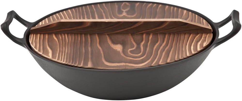 池永鉄工 Ikenaga Iron Works 新中華鍋 36cm 南部鉄器 炒め鍋 木蓋付き 鉄鍋 日本製