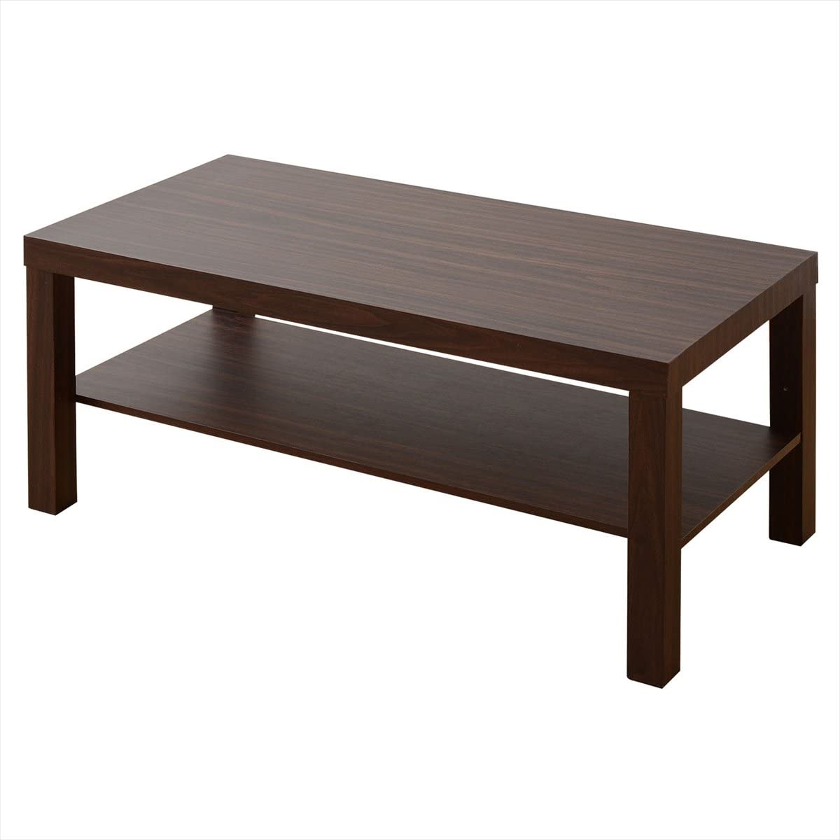 ローテーブル 山善(YAMAZEN) コーヒーテーブル(90×45cm) ウォルナット調 TCT-9045(WBR) コンパクト 頑丈 収納棚付き 在宅勤務