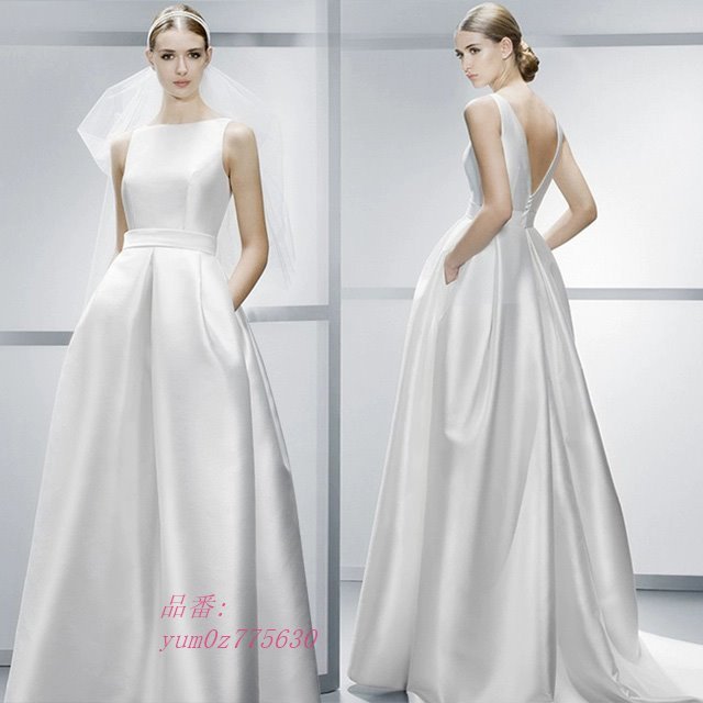 ホワイト イブニングドレス サテン ロングドレス お呼ばれ 背開き 編み上げ ノースリーブ パーティードレス 演奏会ドレス セクシー 二次会 40代 30代