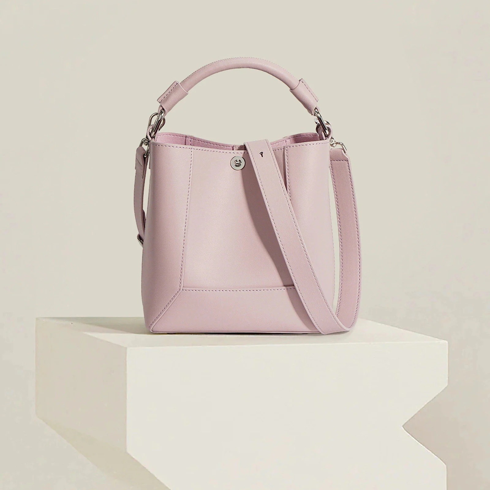 2024春夏新作本革百合子母カバン手持ちシングル肩斜めショルダーバケツバッグレディース