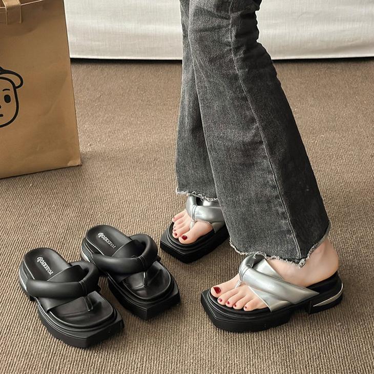 【期間限定】クロスベルト プラットフォーム 厚底サンダル サンダル ミュール スリッパ 履きやすい 【ashss24-479】【予約販売：15-20日】宅込