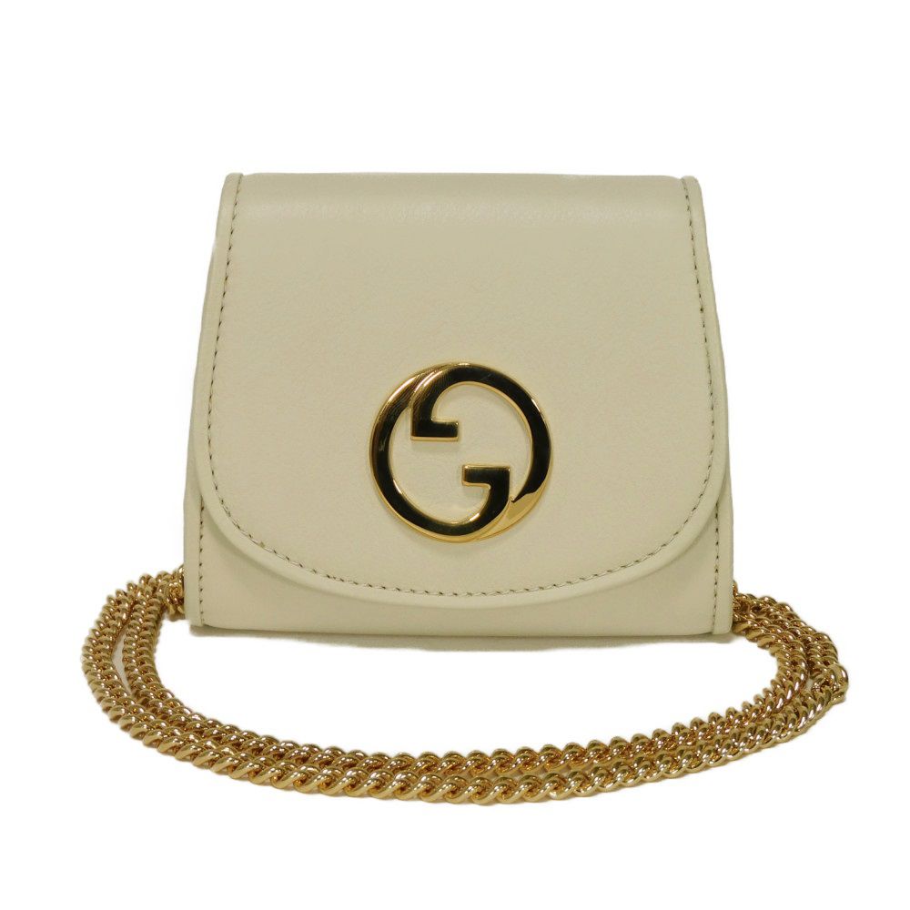 【中古】 二つ折り財布 カーフ 2WAY ブロンディ ミディアムサイズ チェーンウォレット インターロッキングG 725219 UXX0G 9022