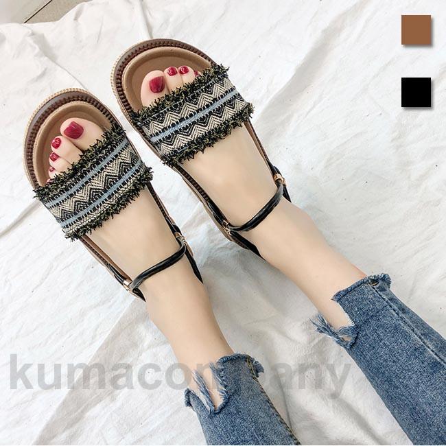 サンダル レディース 厚底サンダル エスニック柄 ビーサン サマーサンダル 厚底 サマーシューズ ボヘミアン 夏サンダル お洒落 滑り止め レトロ