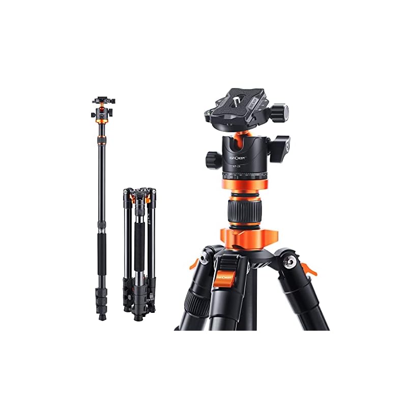 一眼レフ 三脚 K&F Concept カメラ三脚 軽量 コンパクト アルミ合金製 一脚可変 自由雲台 ビデオカメラ DSLR デジタルカメラ 一眼レフ用 1/4