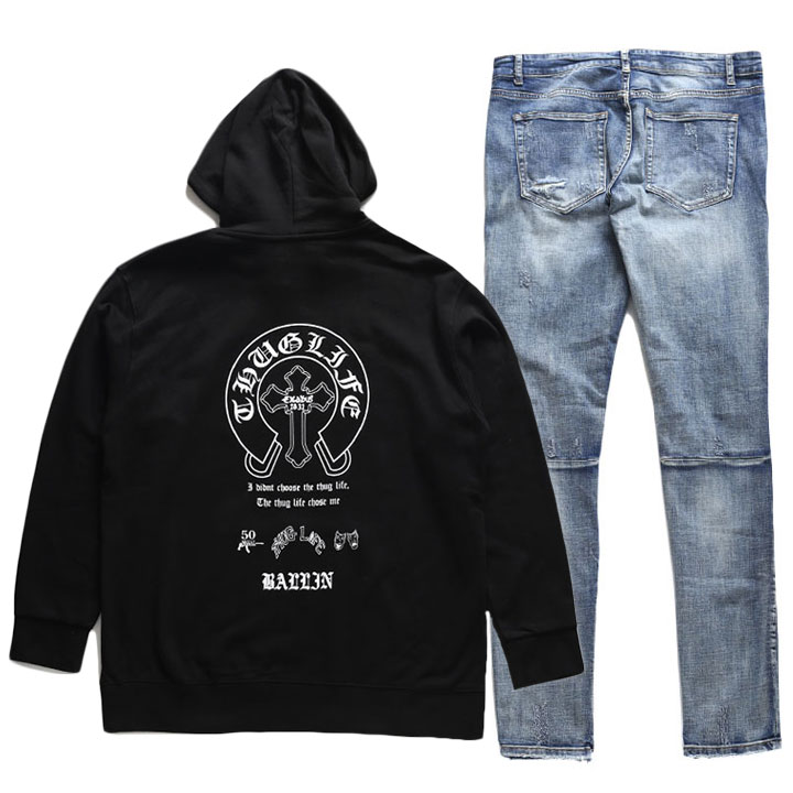 ACE FLAG 上下セット 長袖 ブランド パーカー メンズ 春秋冬用 黒 大きいサイズ エースフラッグ セットアップ フーディ ジーンズ デニム スリム 馬蹄セットアップ