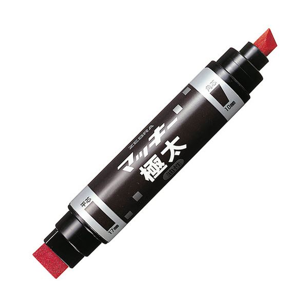 (まとめ) ゼブラ 油性マーカー マッキー極太 角芯太字+平芯極太 赤 MC-EB-450-R 1本 (×30セット)