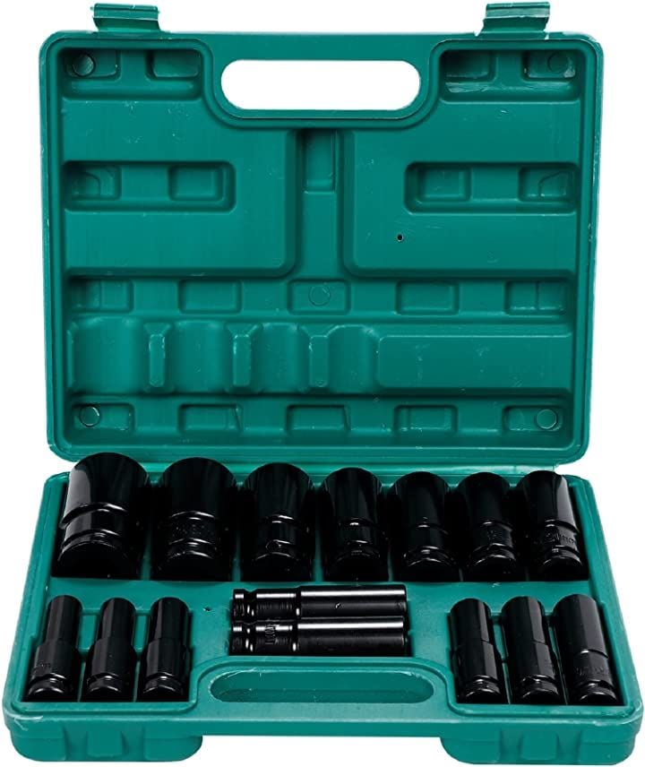 ディープソケット レンチ インパクト 六角軸 工具 DIY 1/2インチ 12.7mm 15本セット 収納ケース付き 差込角 ロングソケット 6,080円
