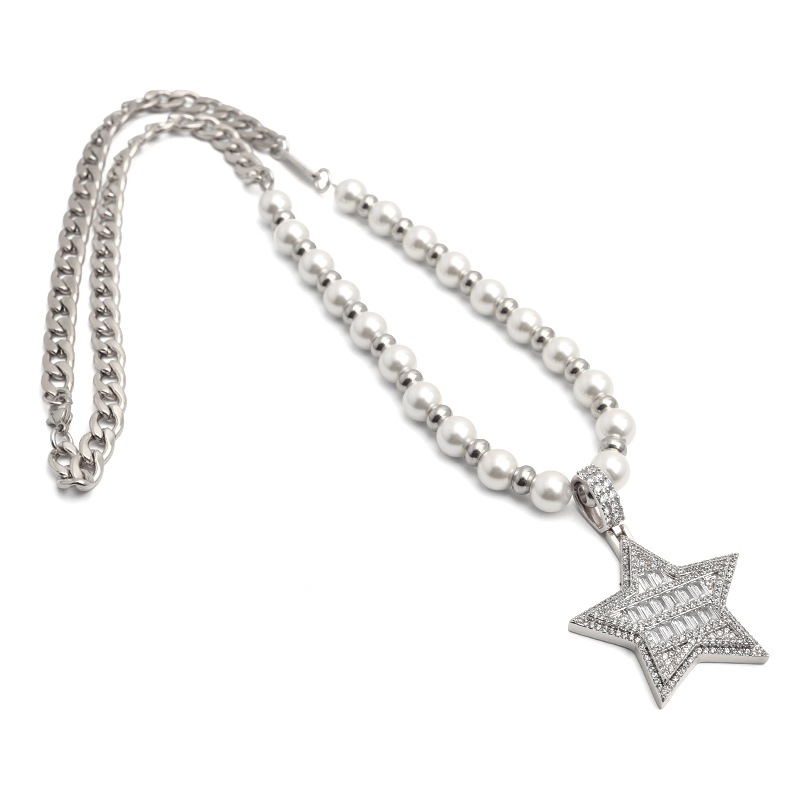 パールネックレス スター [n450-silver]