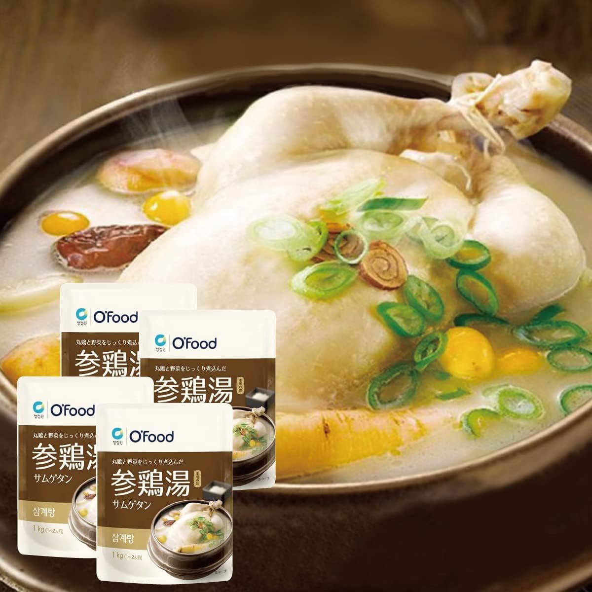 [OFood] 【参鶏湯 1kg × 4袋】 韓国 スープ 鍋 韓国料理 韓国食品 韓国鍋 簡単調理 レトルト サムゲタン 丸鶏使用 じっくり煮込んだスープ 電子レンジ調理 湯煎調理