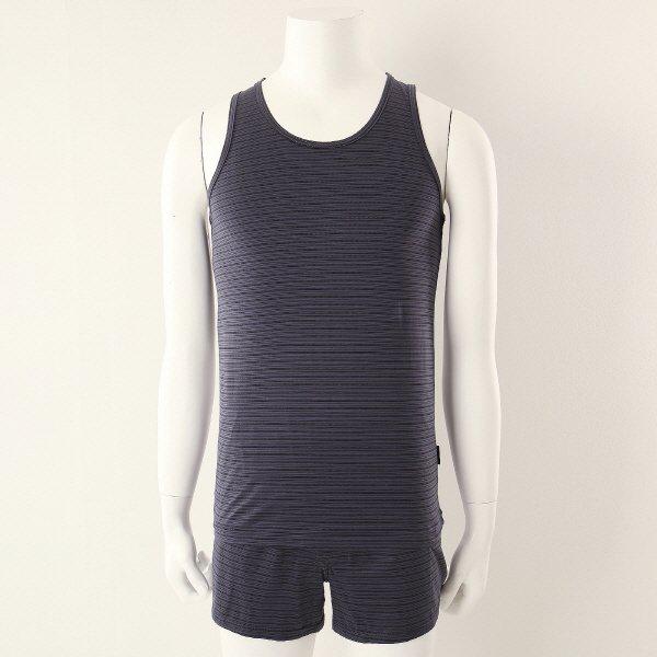 []WMV8420R WMP8420 モダンなカラー感の80番手先染めストライプ ランニングトランクスセット