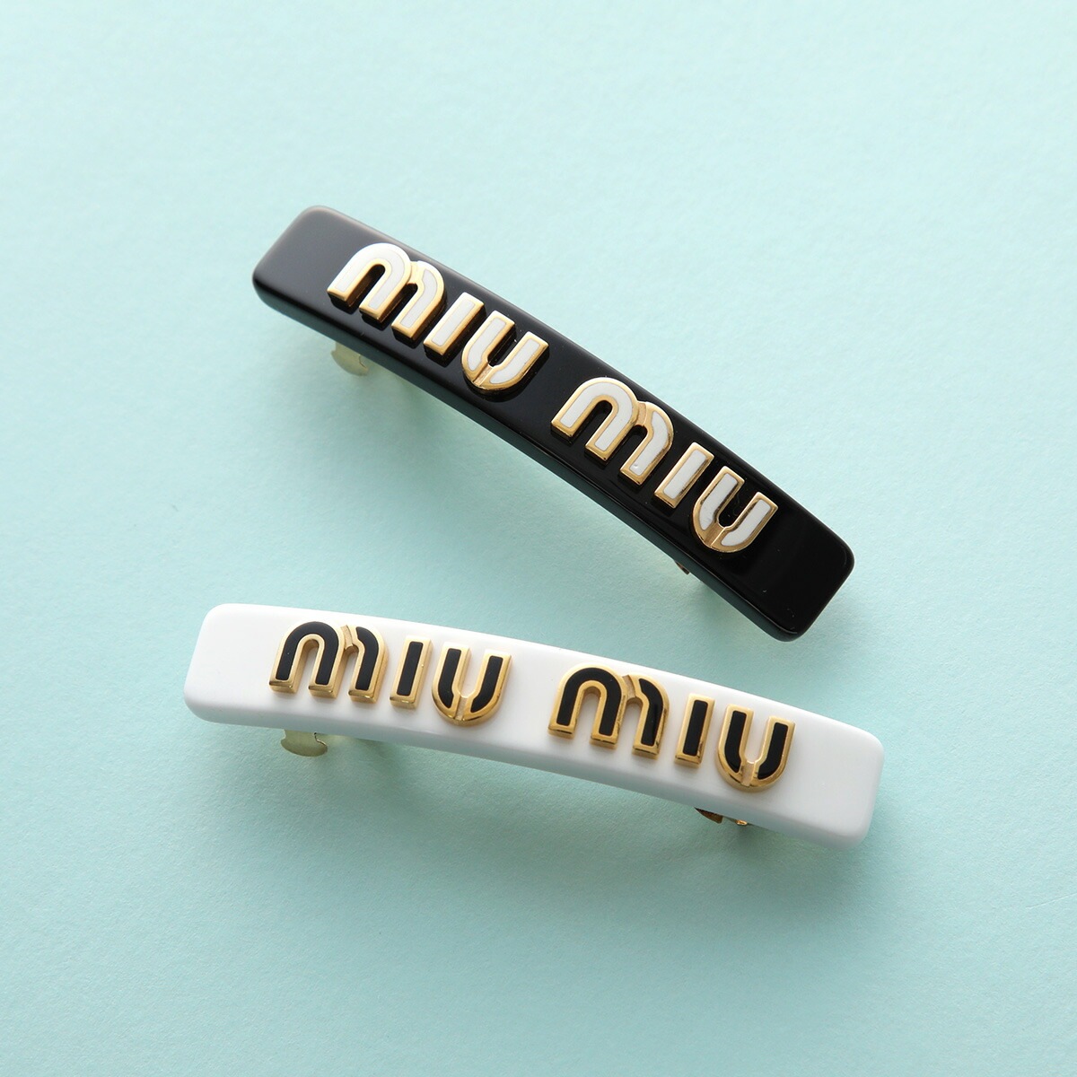MIUMIU ミュウミュウ バレッタ 5IF114 2F72 レディース ヘアクリップ メタル ロゴ ヘアアクセサリー カラー2色