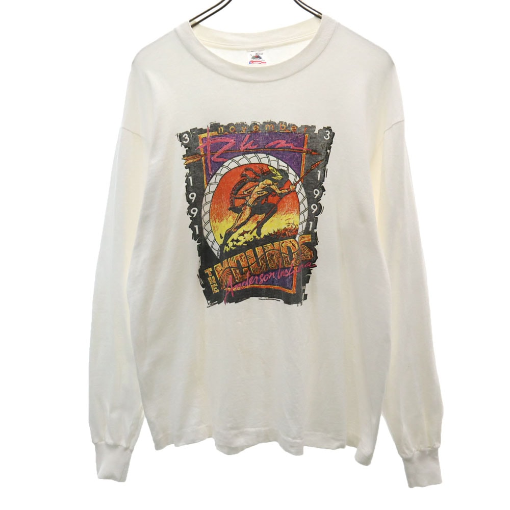 90s USA製オールド 長袖 Tシャツ L 白 ロンT メンズ
