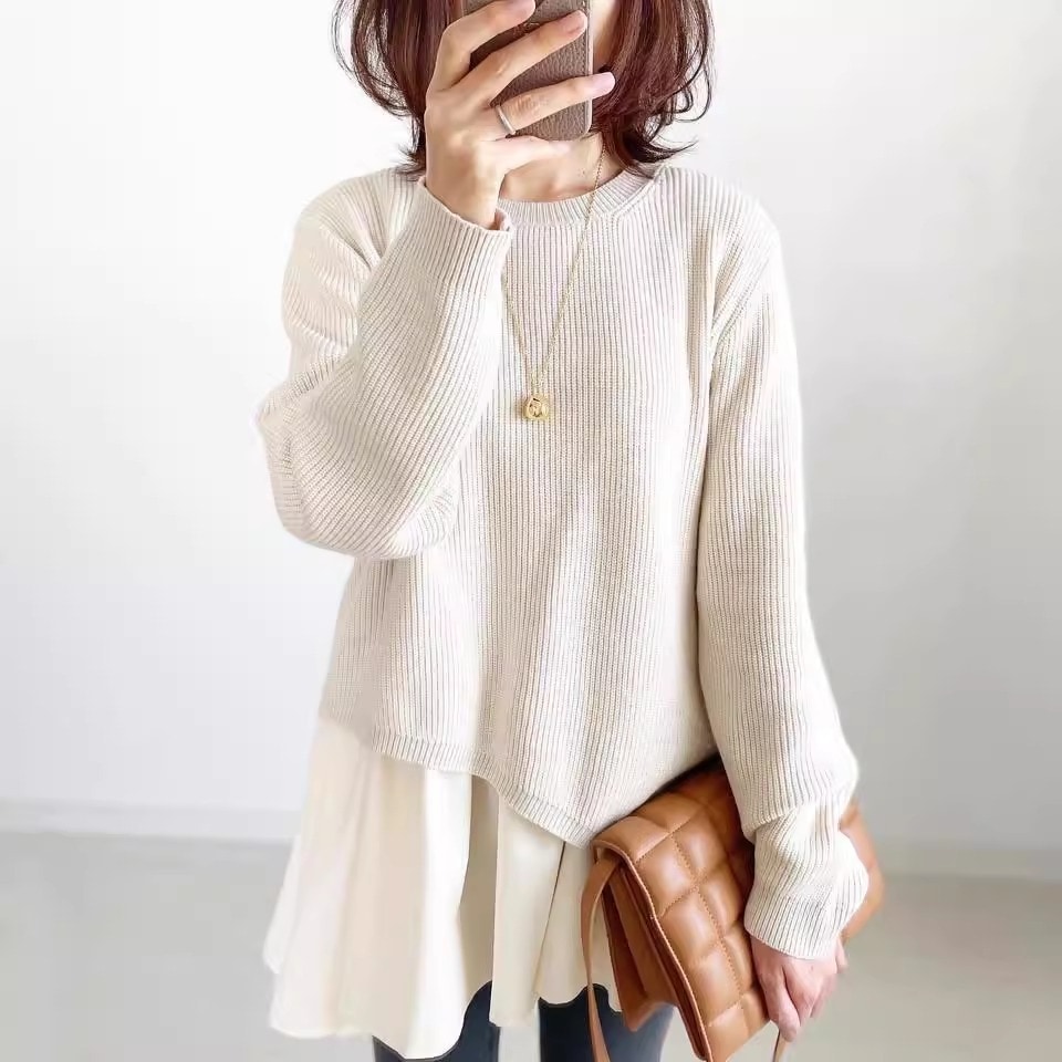 トップス カットソー ニットソー セーター 長袖 スクエアネック 切り替えデザイン 大人可愛い きれいめ シンプル カジュアル おしゃれ 大人可愛い 無地 20代 30代 40代 50代 ママ 学生 5,443円