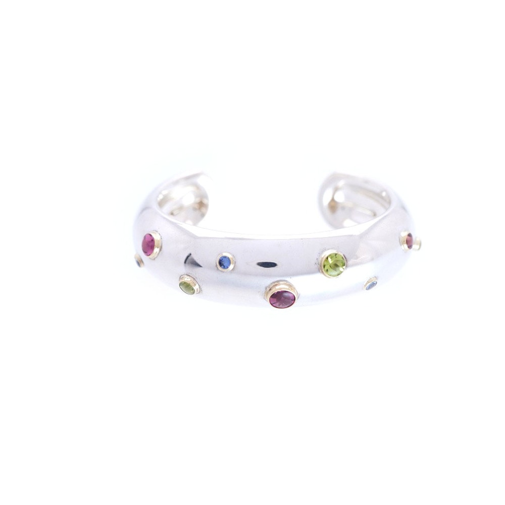 美品 ドッツ バングル カラーストーン バングル シルバー925/K18イエローゴールド/カラーストーン シルバー 0025【中古】 レディース