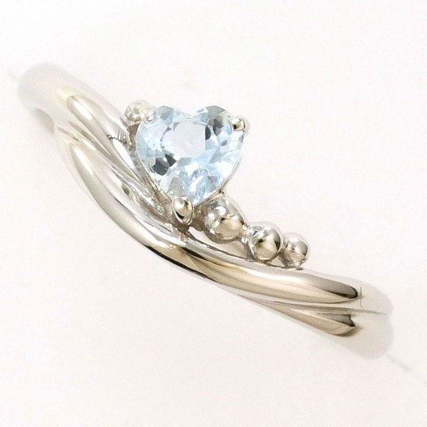 PT900 プラチナ リング 8号 アクアマリン 中古