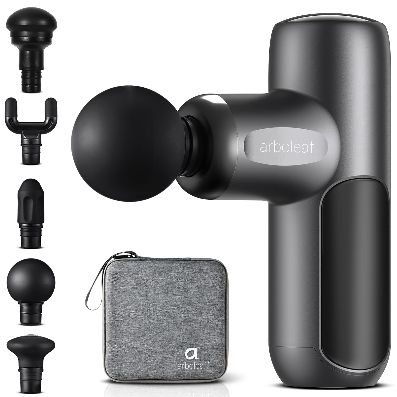 arboleaf 筋膜リリースガン ハンディガン MINI 自適応モード 5つのシリコンヘッド付属 8mm振幅 5段階強力振動 リリースガン 筋膜リリース 筋膜ガン 最速3200回/分 Type-C充