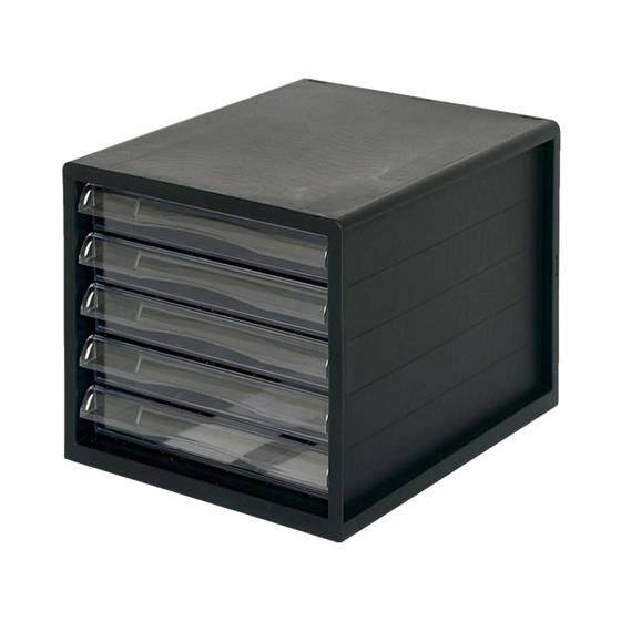A4レターケース 浅型5段 黒 ナカバヤシ A4E-05B