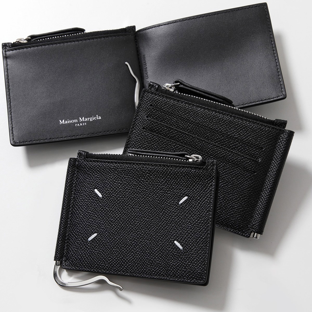 【訳あり】MAISON MARGIELA マルジェラ 二つ折り財布 SA1UI0018 P4745 メンズ レザー マネークリップ付き 小銭入れ付き T8013 SA1UI0018P4745T801
