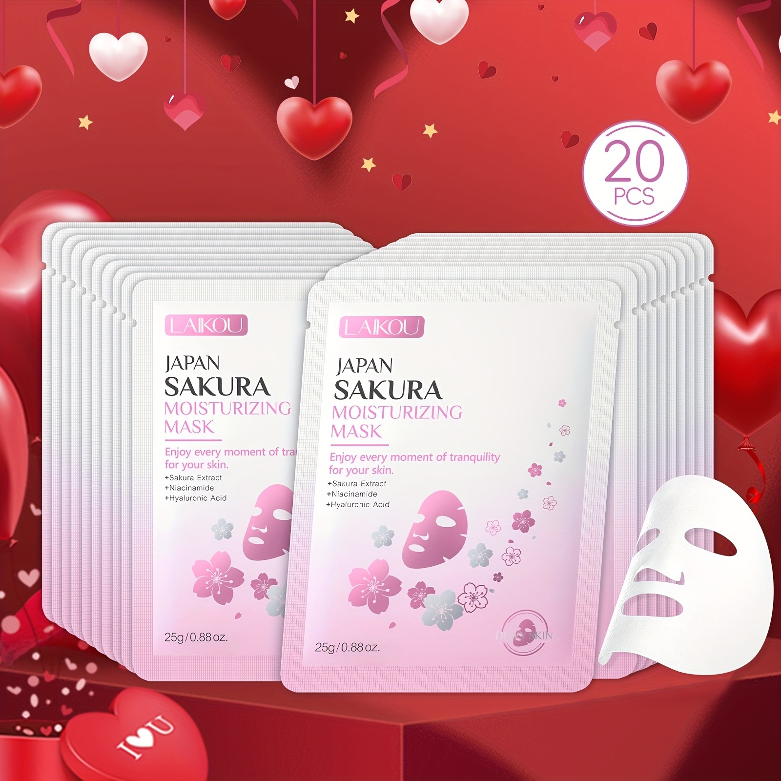 20枚 日本製 桜シートマスク 全身用 旅行用 保湿 バレンタインデー クリスマス ギフト