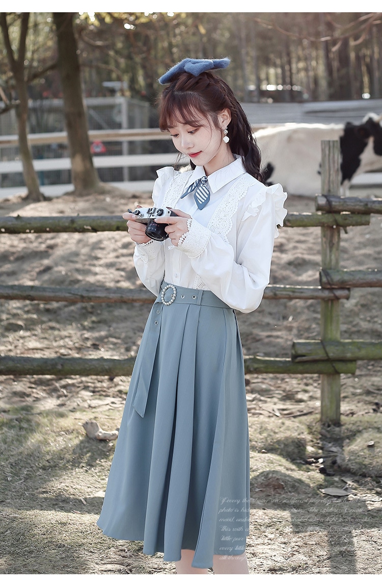 清楚 スカート プリーツスカート ひざ丈 Aライン プリーツ ベルト ウエストマーク ポリエステル かわいい シンプル 上品 おしゃれ こなれ感 ラブリー キュート エレガント 存在感 フォーマル