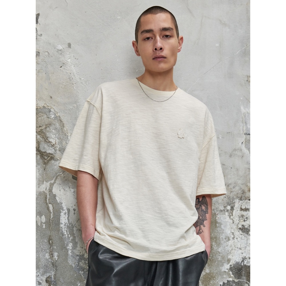 CITYBREEZE メンズシンボルロゴワッフェンショートスリーブ T シャツベージュ
