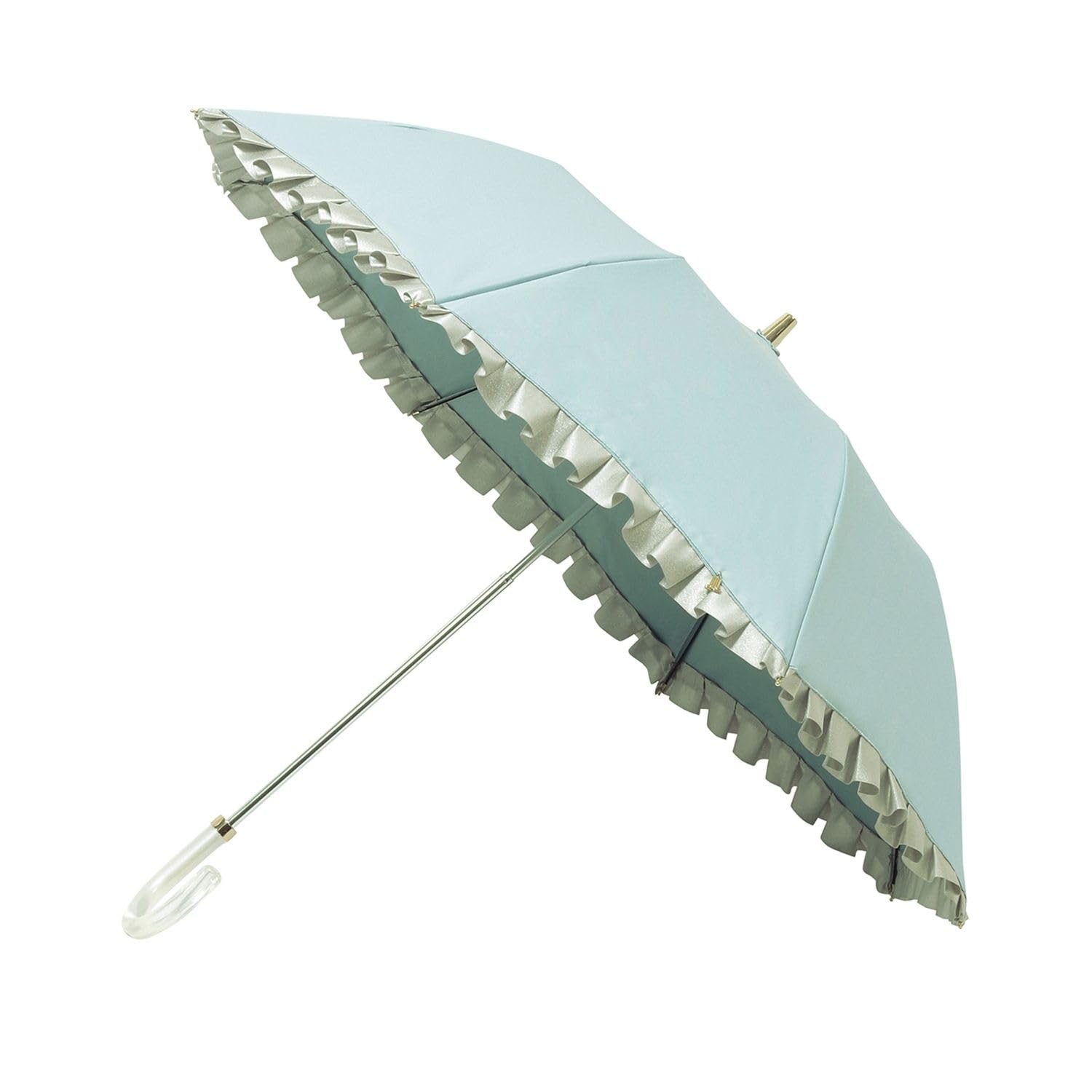 ムーンバット 【ランバン オン ブルー】 日傘 折りたたみ傘 晴雨兼用 一級遮光 遮熱 UV シャイニーフリル 22-084-12079-51 ブルー