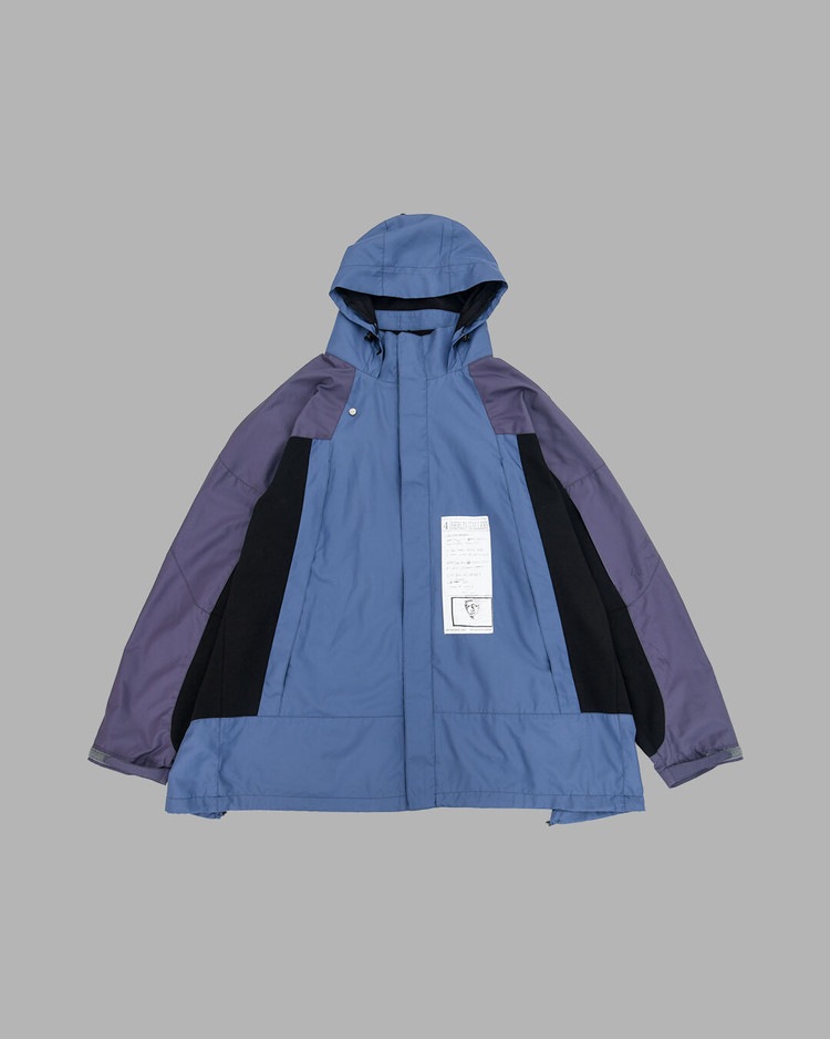 【THE MUSEUM VISITOR】 LEATHER MIX WINDBREAKER : BLUE