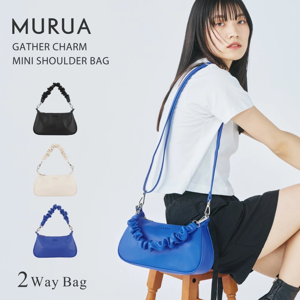 2WAYミニショルダーバッグ ギャザーチャーム MR-B1334 レディース ブランド 鞄 ロゴメタル ギャザーハンドル かわいい おしゃれ お出かけ ギフト プレゼント 贈り物
