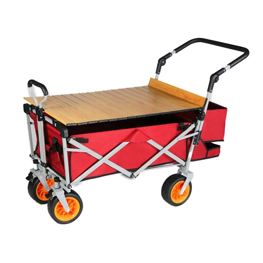 キャリーワゴン大型 高耐荷重100KG 130L （小さなテーブル/小さなバスケット付き）折りたたみ 組立て済み完成品 4輪 頑丈 キャンプわごん キャンプ 運ぶ ビーチ