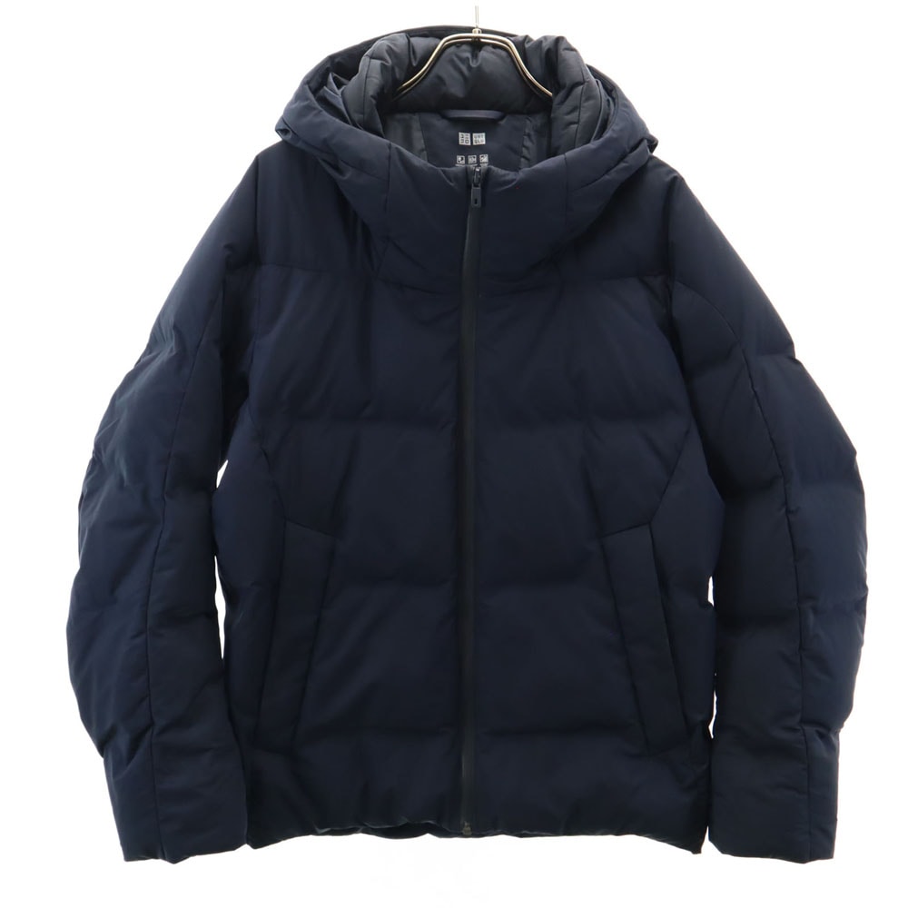 長袖 シームレス ダウンジャケット M ネイビー系 フード メンズ