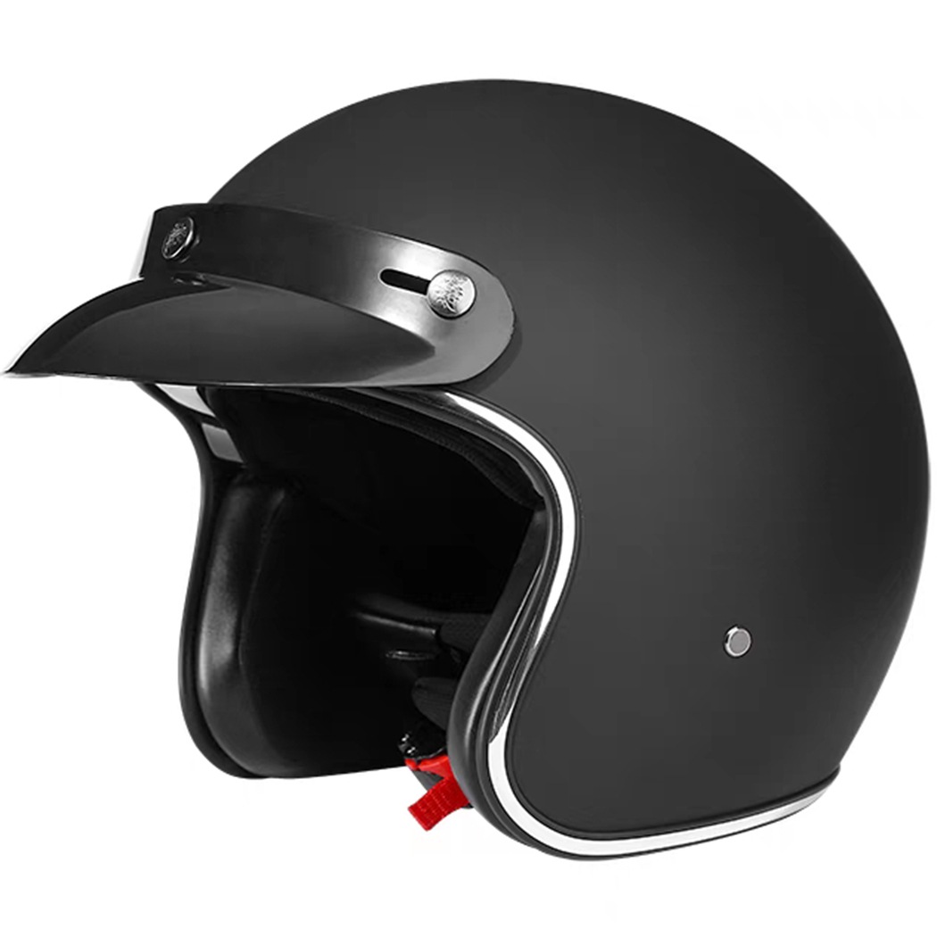 バイクヘルメット バイク ヘルメット ジェットヘルメット ユニセックス-大人用 フリー(5760cm未満程度) オリジナルつば付き ハーフマットブラック ABS シェル 取り外し可能なつば