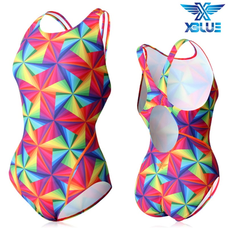 レディース ワンピース水着 セーフティーバックミディアムカット 水泳 女性 水着 XBL-0022-05