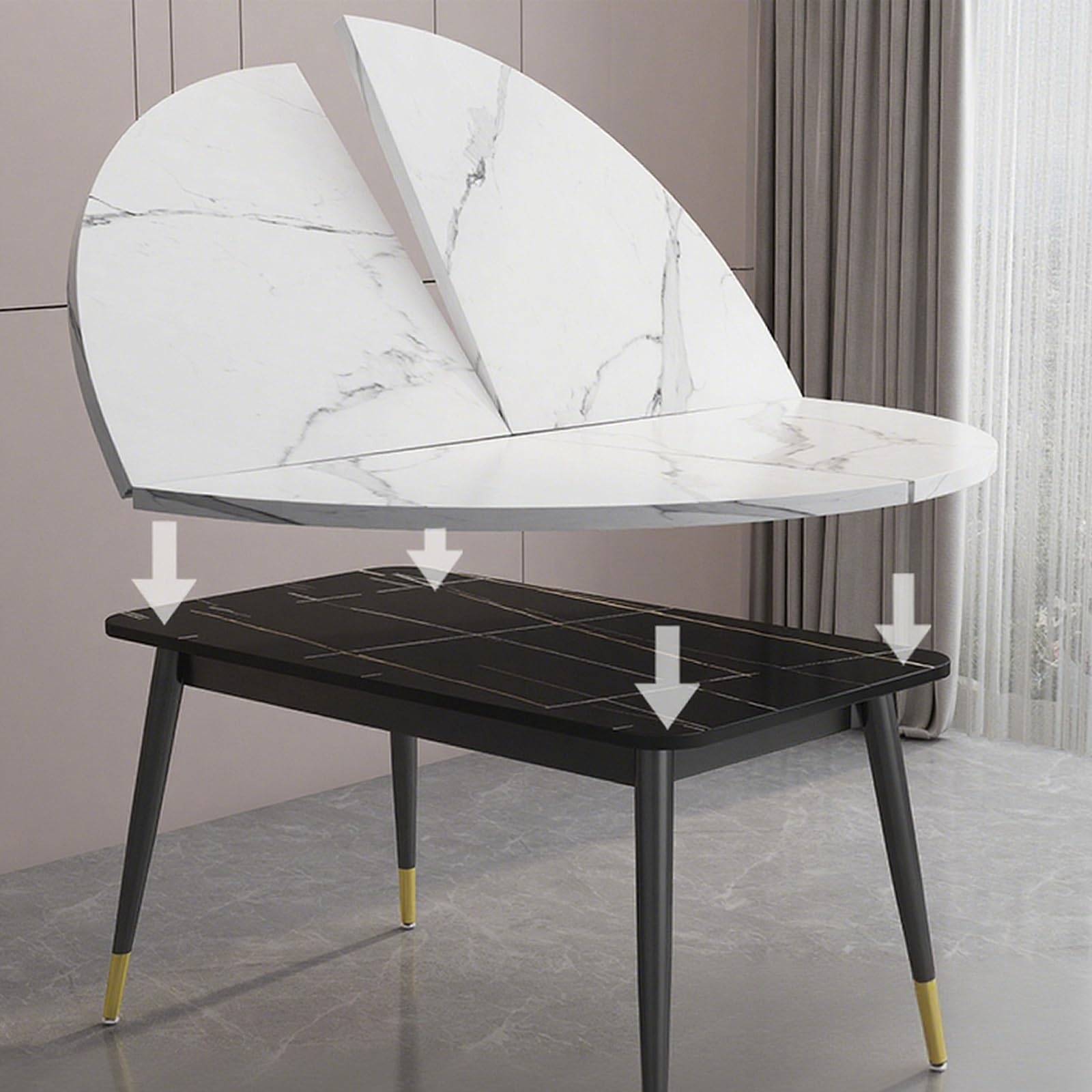 折りたたみ式大型ラウンドテーブルトップエクステンダーラウンド折りたたみテーブルトップ省スペース脚なし10～20人用直径47～86インチ(110cm/43.3in)