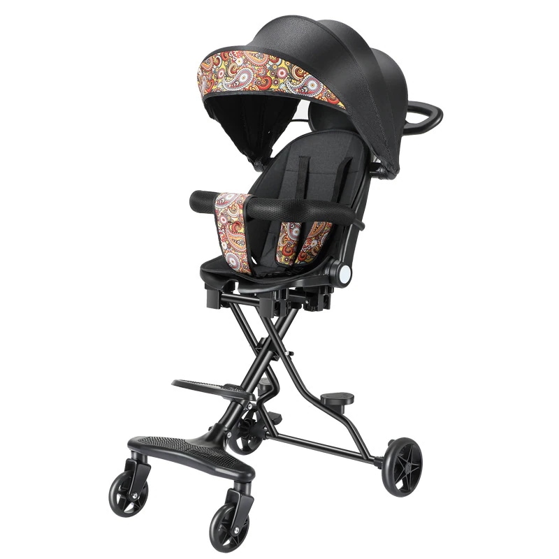 新しいグレードアップ ベビーカー 座っても寝てもよい 折りたたみ式 四輪双方向 手押し車 15,750円