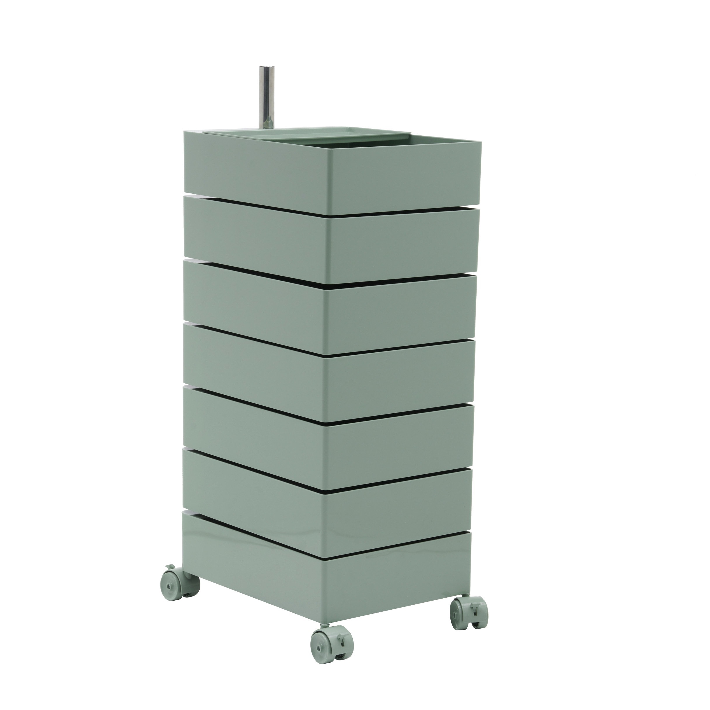 国内発送！【フォググリーン・7段】ワゴン キャスター付き ブレーキ付き おしゃれ 7段トレイ キッチンワゴン 回転式 収納 ベビーワゴン キッチン収納 ラック サイドワゴン キッチン ドレッサー