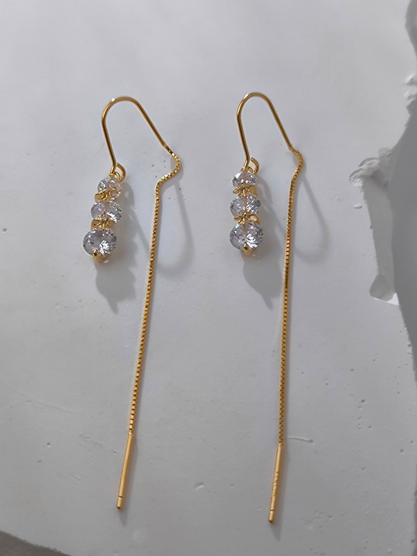 【Silver 925】連なるデザイン×チェーンのフックピアス