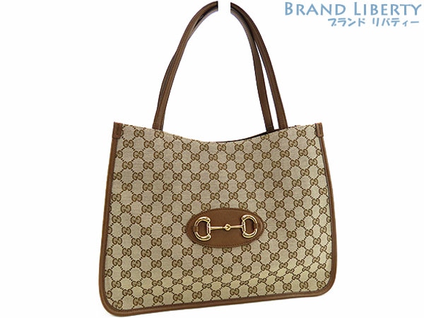 未使用グッチホースビット1955GGキャンバスショルダートートバッグハンドバッグベージュブラウンキャンバス623694 91,300円