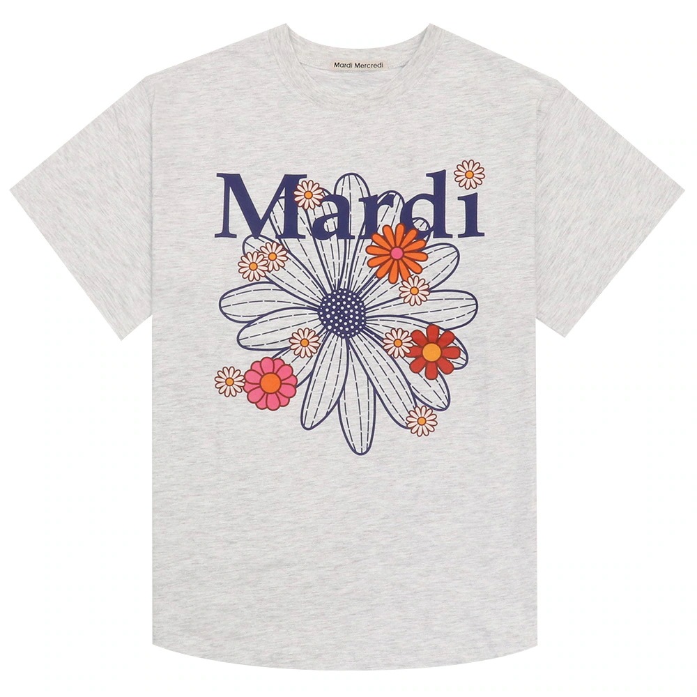 アパレル Tシャツ HEATHER NAVY 半袖 TSHIRT FLOWERMARDI BLOSSOM 韓国 ファッション レディース ストリート