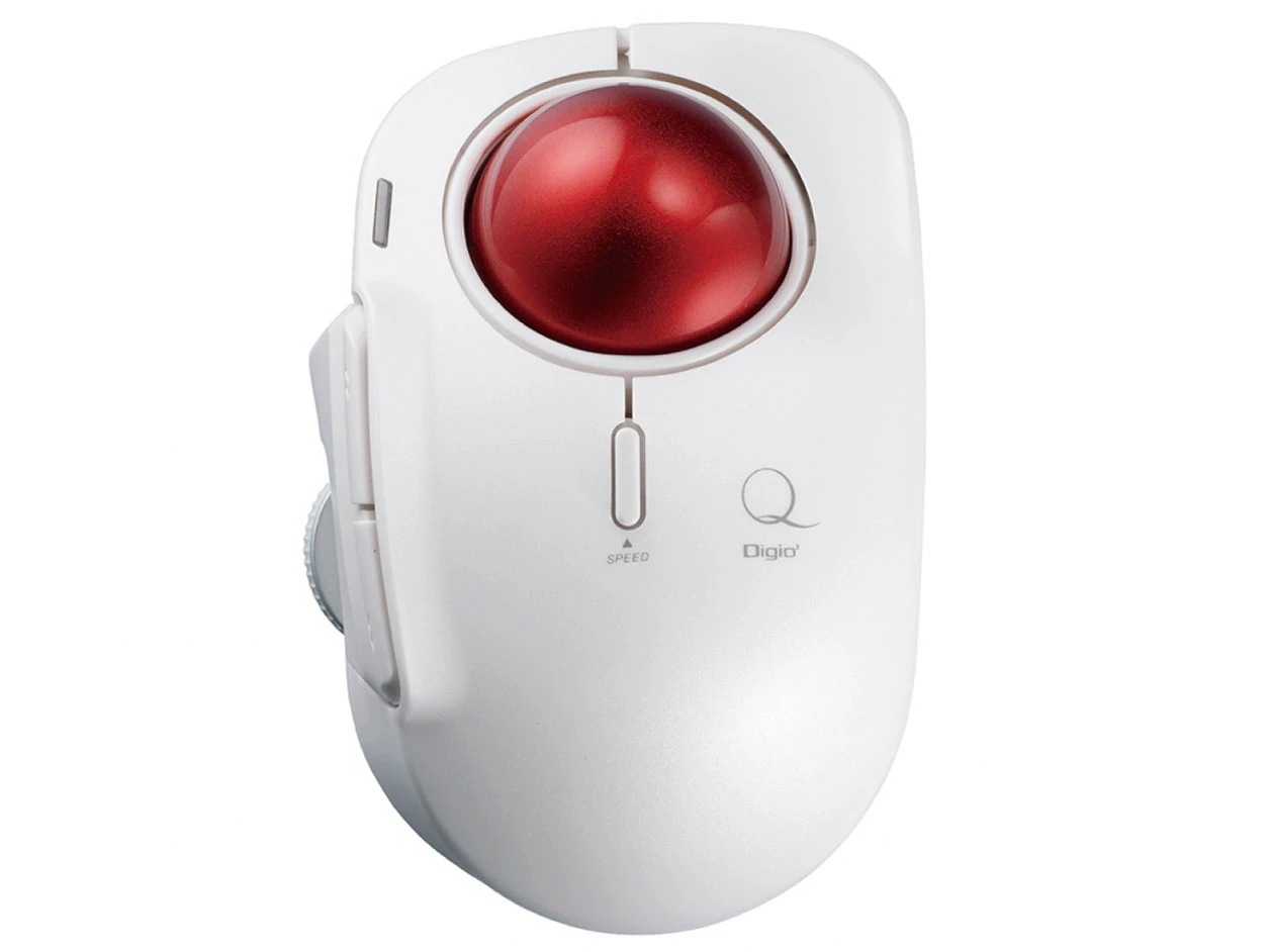 Digio2 MUS-TBLF185W [ホワイト]小型Bluetooth5ボタンレーザー式人差し指トラックボール