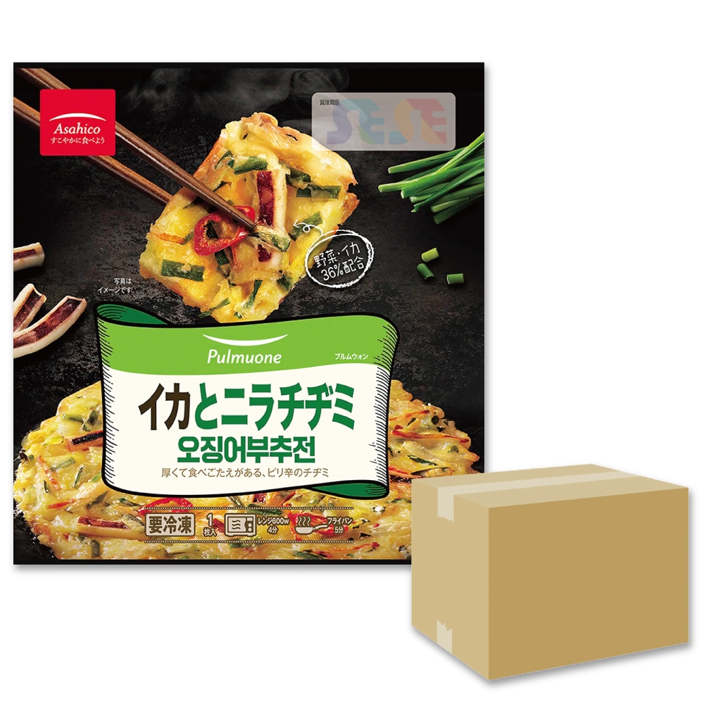 イカとニラチヂミ 箱売り 20個入り 220g / 冷凍 Asahico アサヒコ 韓国 ジジミ プチムゲ チョン