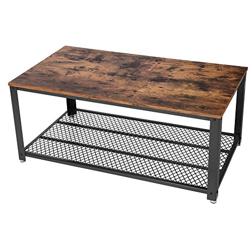 ローテーブル センターテーブル スチールフレーム ワイヤーメッシュ 木製天板80×40cm コンパクト ヴィンテージ LCT51X