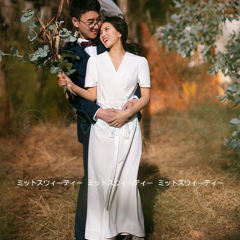ウェディングドレス ロングドレス 結婚式 ウエディングドレス 二次会 花嫁 前撮り エレガント サテ