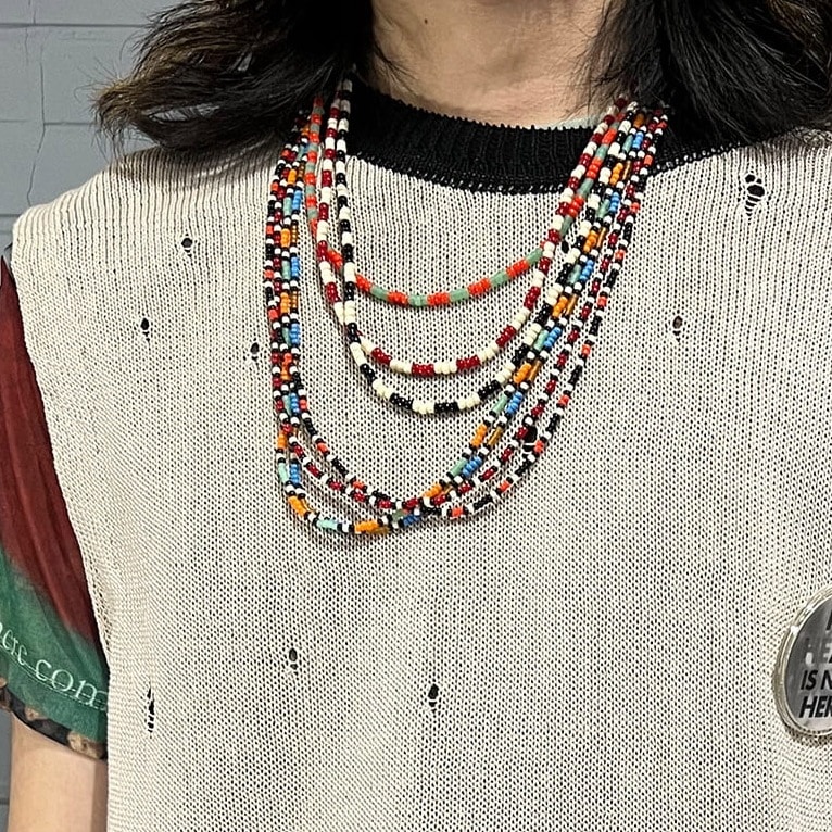 ネックレス メンズ レディース 錆びない つけっぱなし 韓国 シルバー ビーズ アクセサリー 鎖骨チェーン シンプル ペンダント ギフト プレゼント カラフル 重ね付け 55cm
