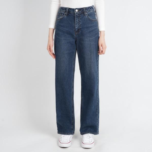 女性ジーンズ スリム ワイド ミディアムブルー ON3D0185