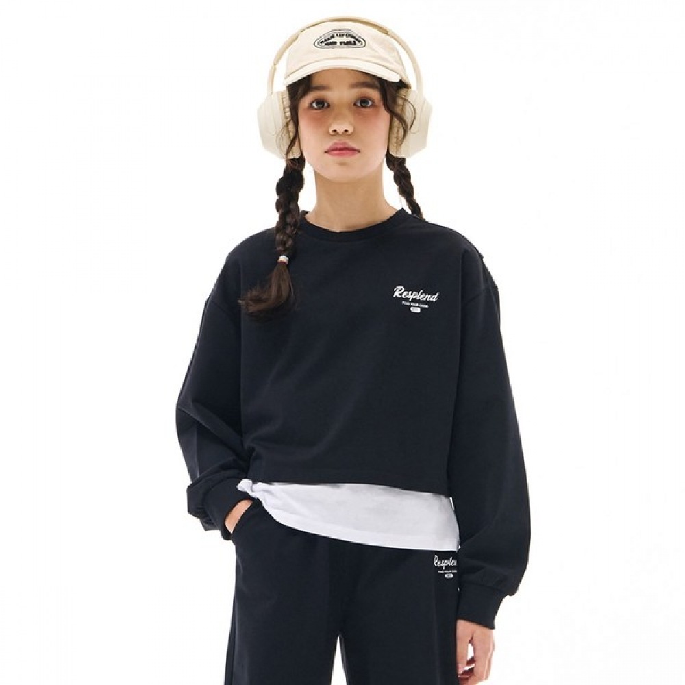 [オーシャンスカイ] ガールズバックスプリットレイヤードロングスリーブTシャツ-EAJG5158B03