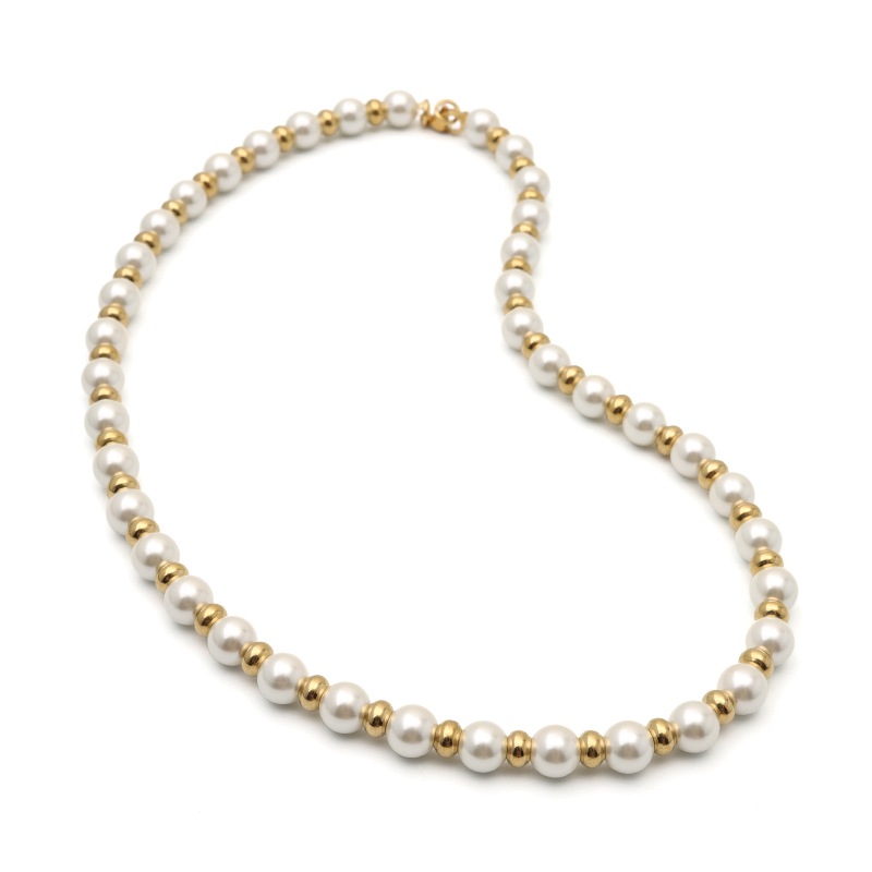 ステンレス パールネックレス ゴールド [n441-gold]