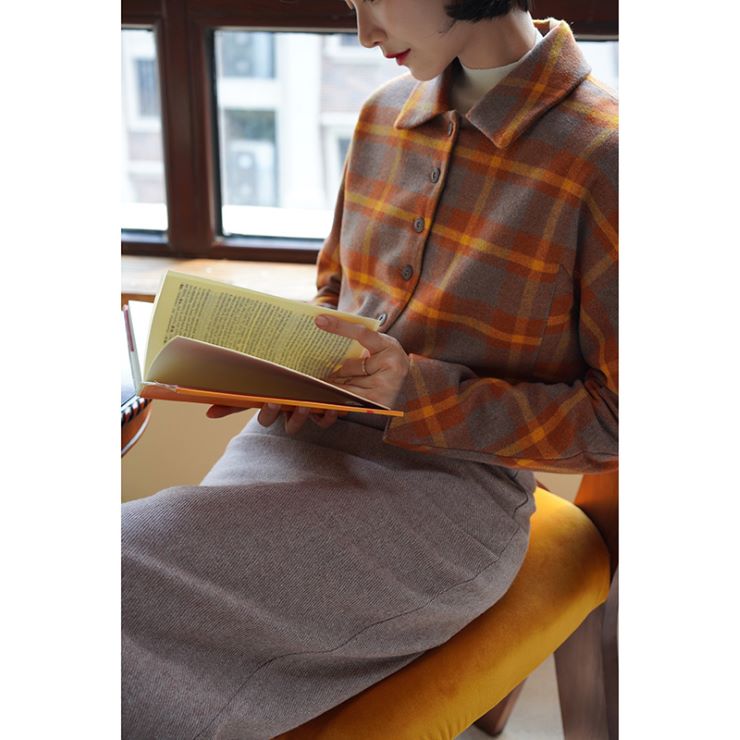 格子柄タイトジャケット レディース ショート丈 柄物 春 夏 秋 冬