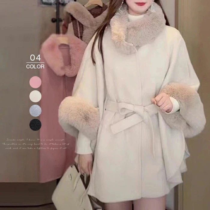 コート ポンチョコート レディース 40代 秋冬 アウターファーコート ロングコート ボアコート きれいめ ケープ 上品 暖かい 防寒 黒 着痩せ 秋 冬 体型カバー 暖か マント ケープ 大判 ショ