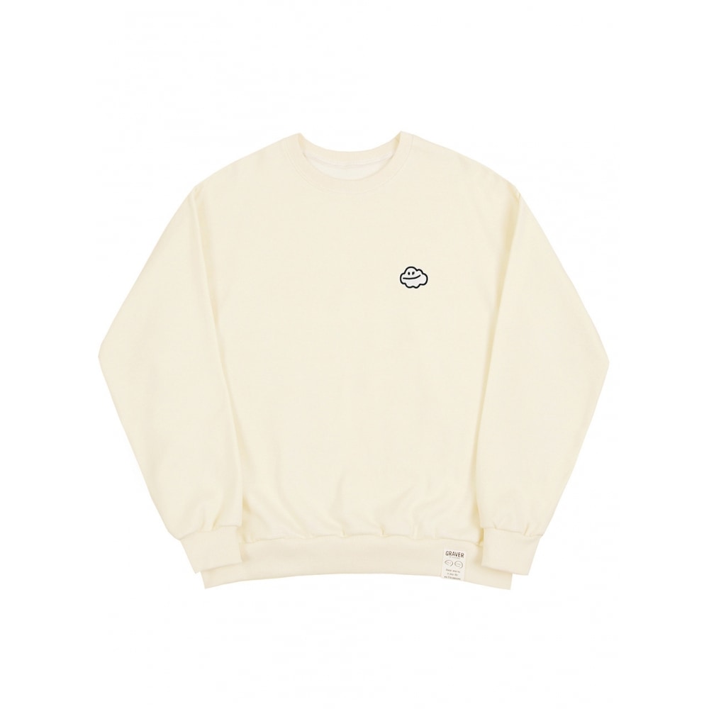 グレイバークラウドスマイルエンブロイダリースウェットシャツクリーム